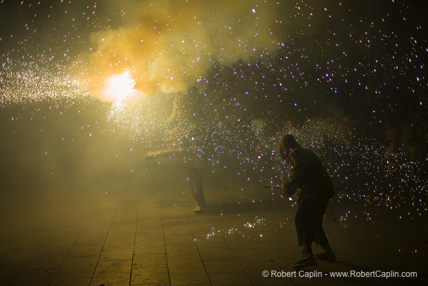 Correfocs de les Festes de Sant Roc, Barcelona.  Photo by Robert Caplin