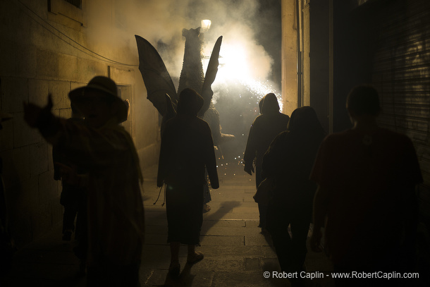 Correfocs de les Festes de Sant Roc, Barcelona.  Photo by Robert Caplin