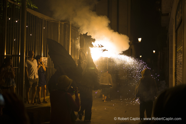 Correfocs de les Festes de Sant Roc, Barcelona. Photo by Robert Caplin