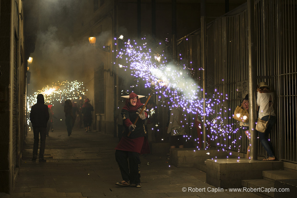 Correfocs de les Festes de Sant Roc, Barcelona. Photo by Robert Caplin