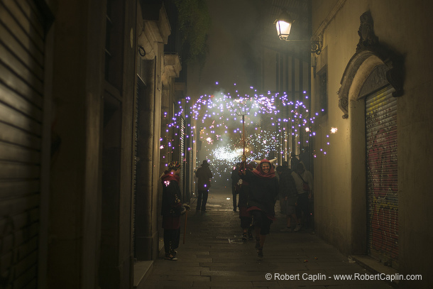 Correfocs de les Festes de Sant Roc, Barcelona. Photo by Robert Caplin