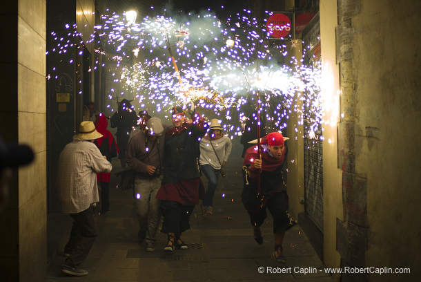 Correfocs de les Festes de Sant Roc, Barcelona. Photo by Robert Caplin