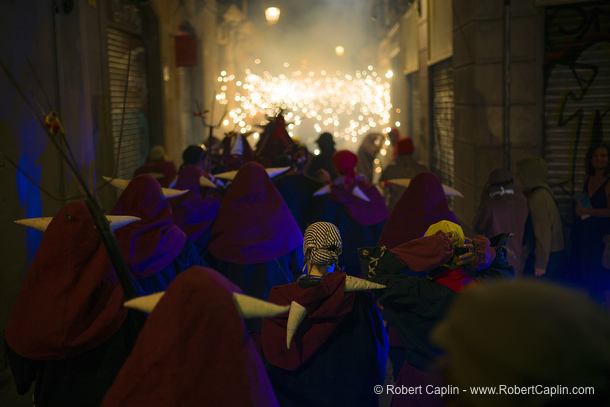 Correfocs de les Festes de Sant Roc, Barcelona. Photo by Robert Caplin