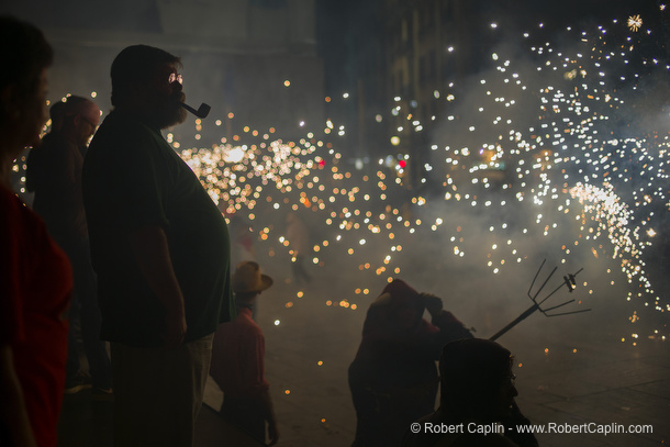 Correfocs de les Festes de Sant Roc, Barcelona. Photo by Robert Caplin