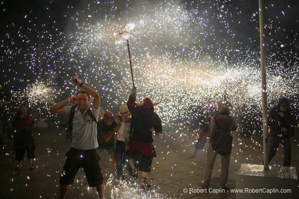 Correfocs de les Festes de Sant Roc, Barcelona. Photo by Robert Caplin